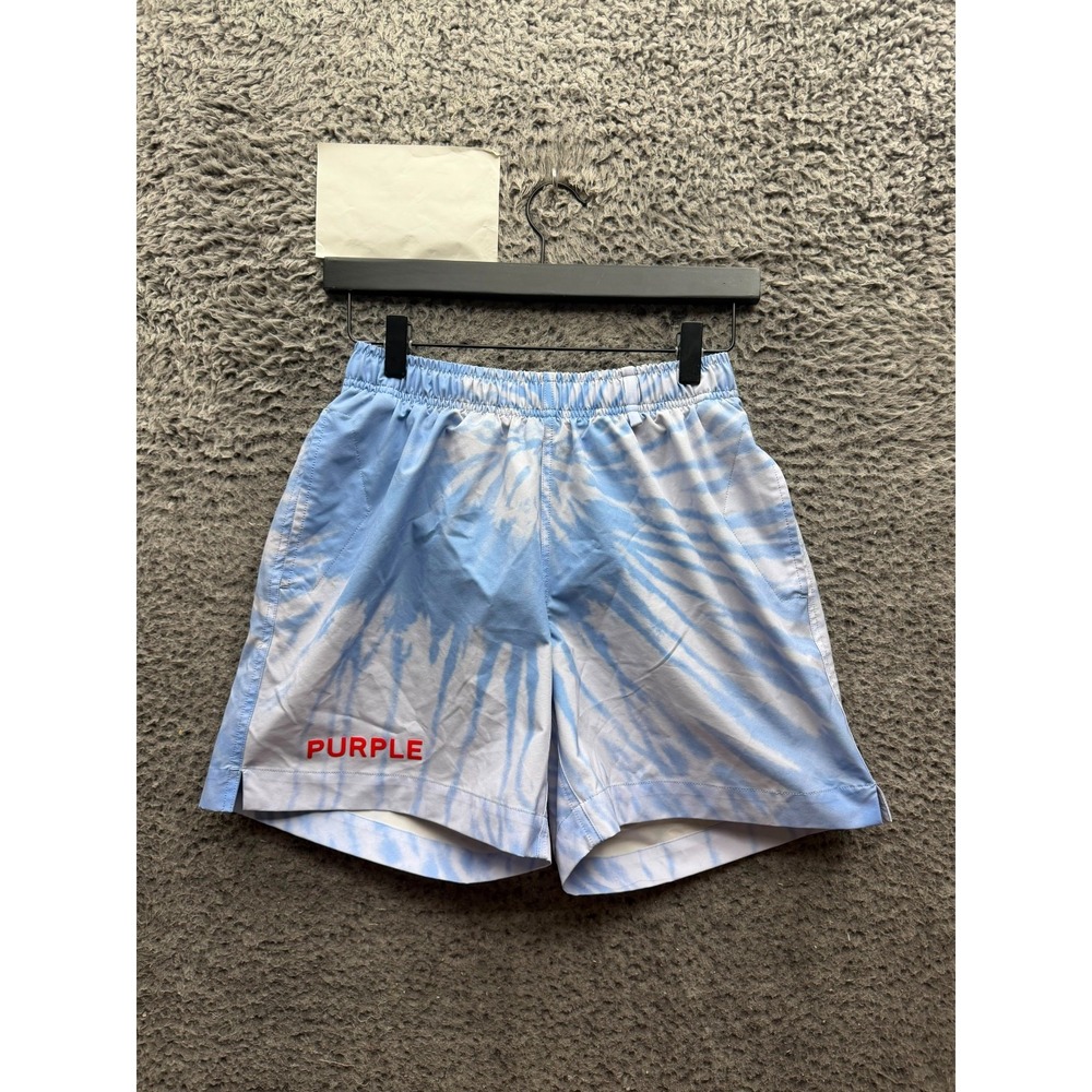 Purple Brand All-Around Spiral Tie-Dye Drawstring Shorts Placid Blue Size XS